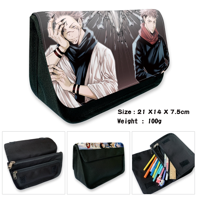 Jujutsu Kaisen Velcro canvas zipper pencil case Pencil Bag 21×14×7.5cm