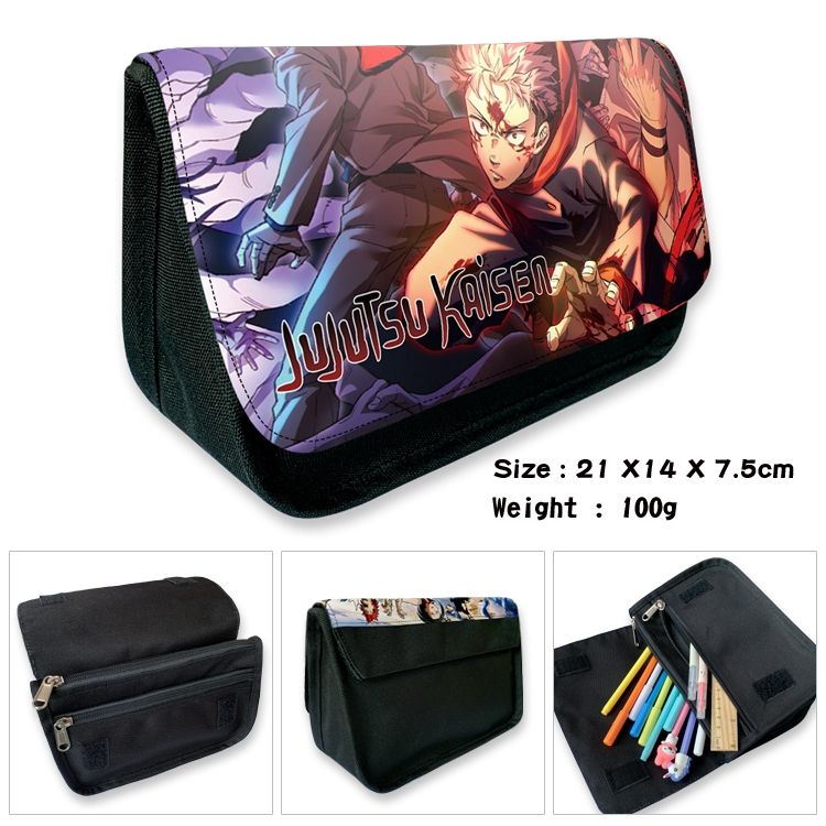 Jujutsu Kaisen Velcro canvas zipper pencil case Pencil Bag 21×14×7.5cm