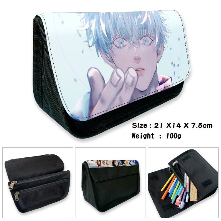 Jujutsu Kaisen Velcro canvas zipper pencil case Pencil Bag 21×14×7.5cm