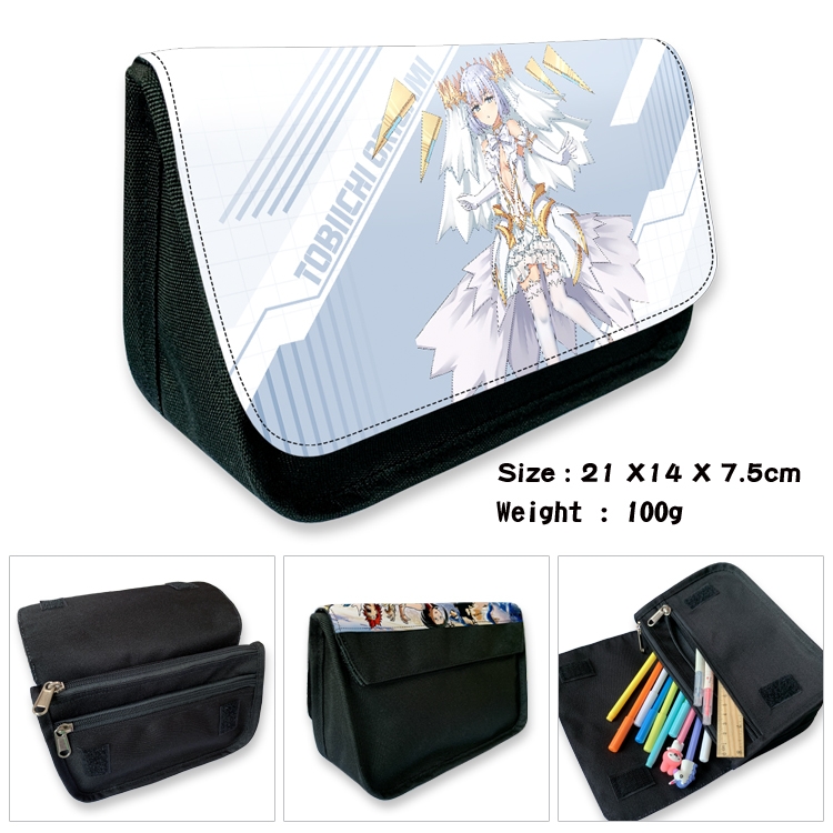 Date-A-Live Velcro canvas zipper pencil case Pencil Bag 21×14×7.5cm