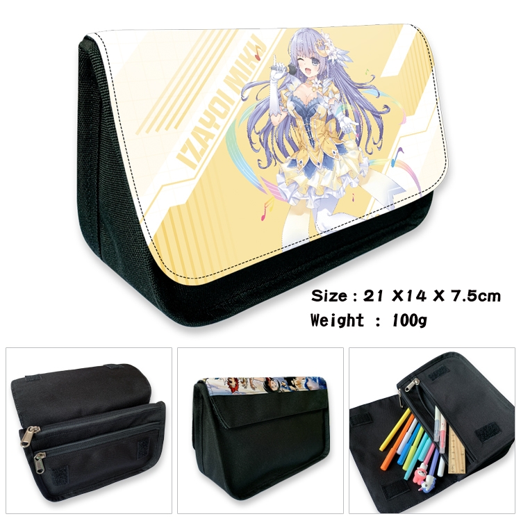 Date-A-Live Velcro canvas zipper pencil case Pencil Bag 21×14×7.5cm