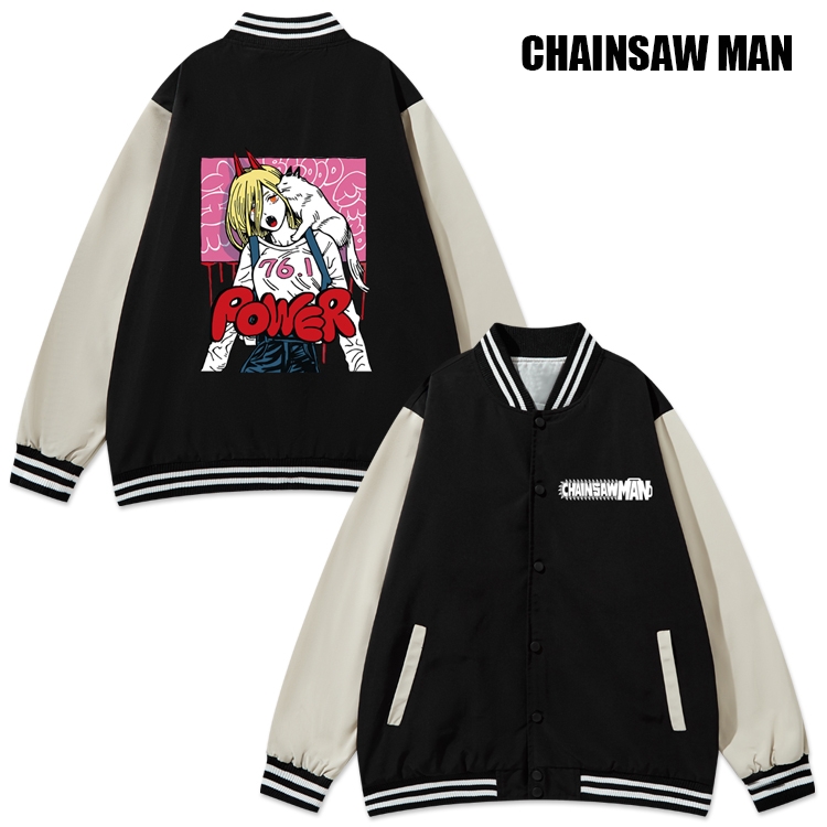 Chainsaw man Anime color blocking button top coat from M to 3XL