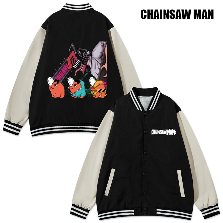 Chainsaw man Anime color blocking button top coat from M to 3XL