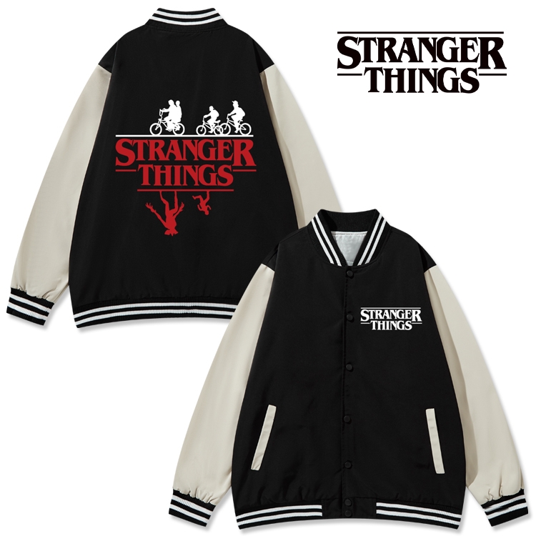 Stranger Things Anime color blocking button top coat from M to 3XL
