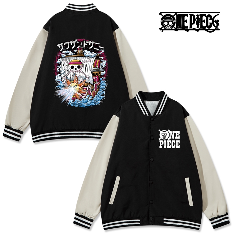 One Piece Anime color blocking button top coat from M to 3XL