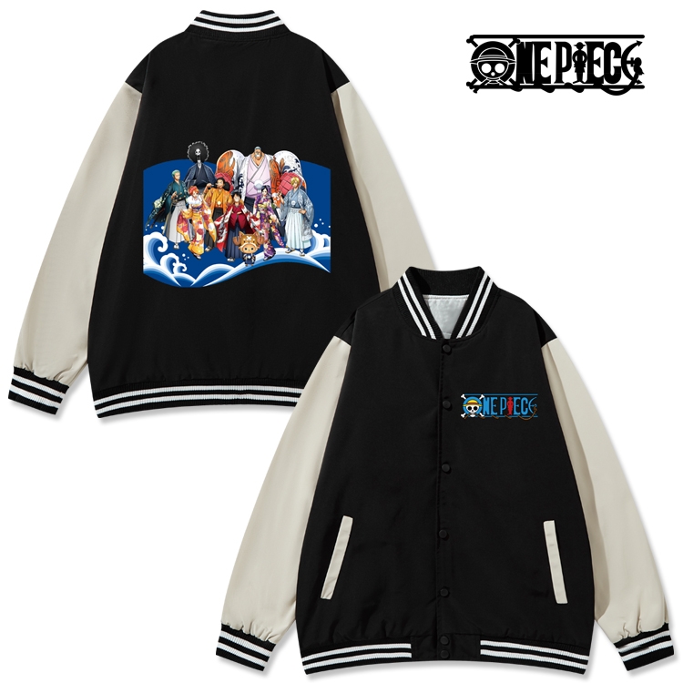One Piece Anime color blocking button top coat from M to 3XL