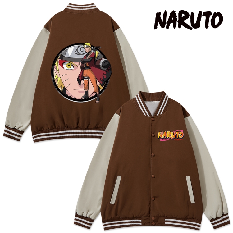 Naruto Anime color blocking button top coat from M to 3XL