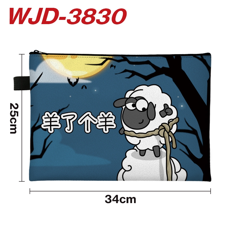 Sheep A Sheep Game Cartoon Full Color A4 Document Bag 34x25cm WJD-3830