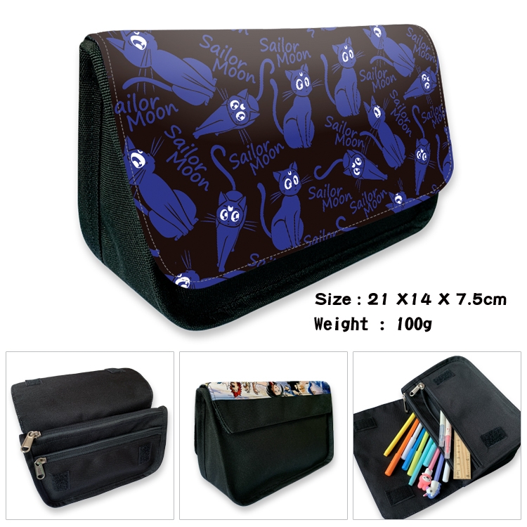 sailormoon Velcro canvas zipper pencil case Pencil Bag 21×14×7.5cm