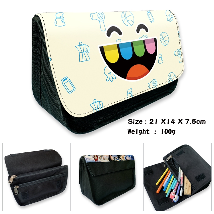 toca life world Velcro canvas zipper pencil case Pencil Bag 21×14×7.5cm