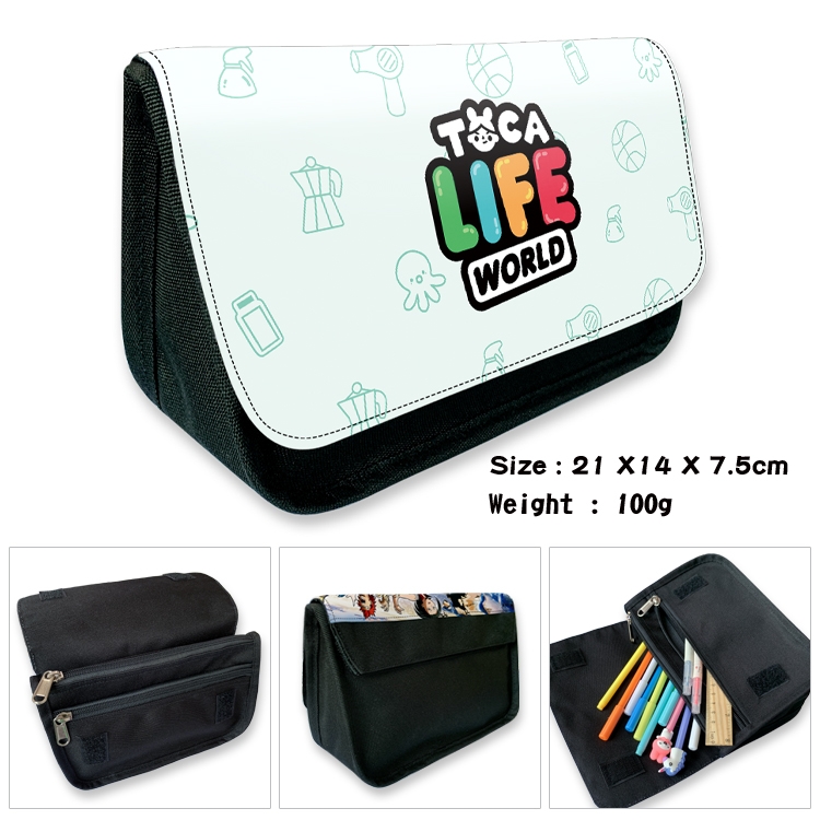 toca life world Velcro canvas zipper pencil case Pencil Bag 21×14×7.5cm