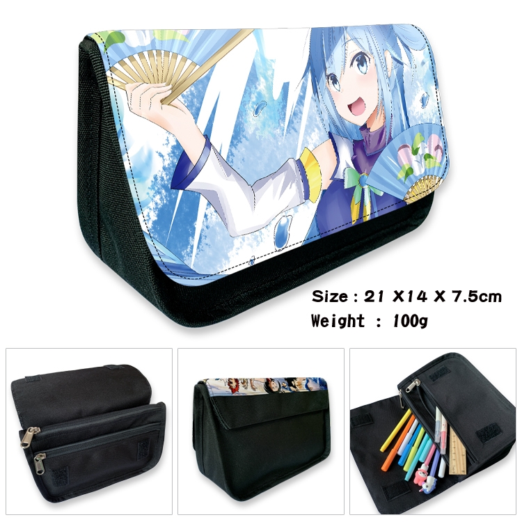 Blessings for a better world Velcro canvas zipper pencil case Pencil Bag 21×14×7.5cm