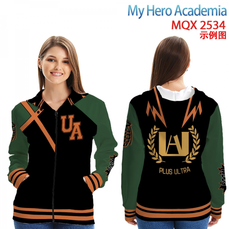 My Hero Academia Long Sleeve Zip Hood Patch Pocket Sweatshirt from 2XS to 4XL MQX 2534
