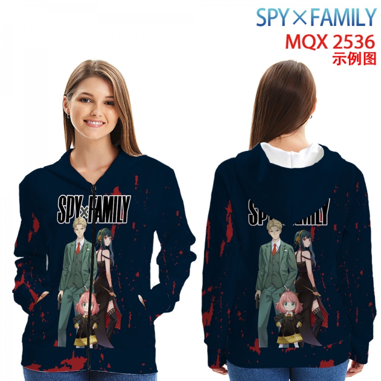 SPY×FAMILY Long Sleeve Zip Hood Patch Pocket Sweatshirt from 2XS to 4XL MQX 2536