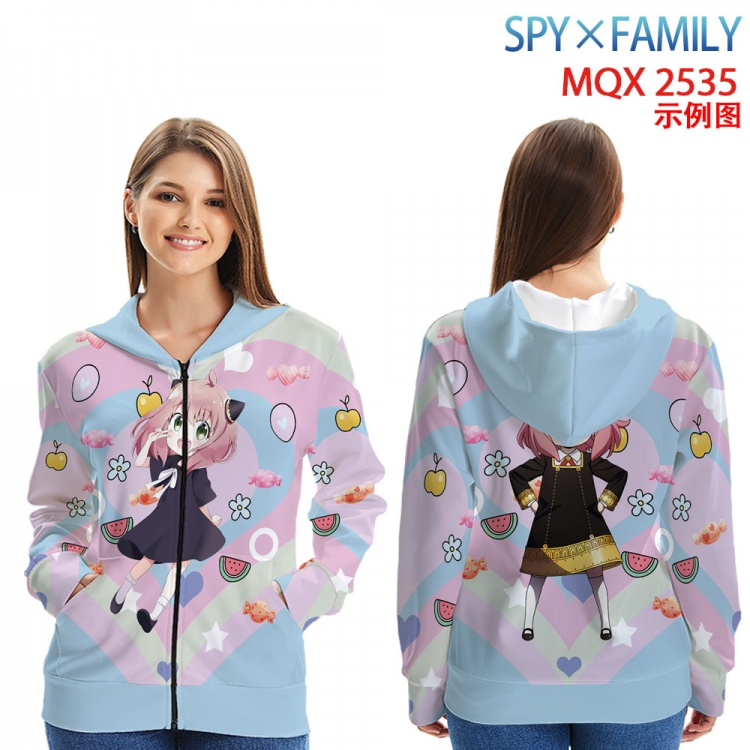 SPY×FAMILY Long Sleeve Zip Hood Patch Pocket Sweatshirt from 2XS to 4XL MQX 2535