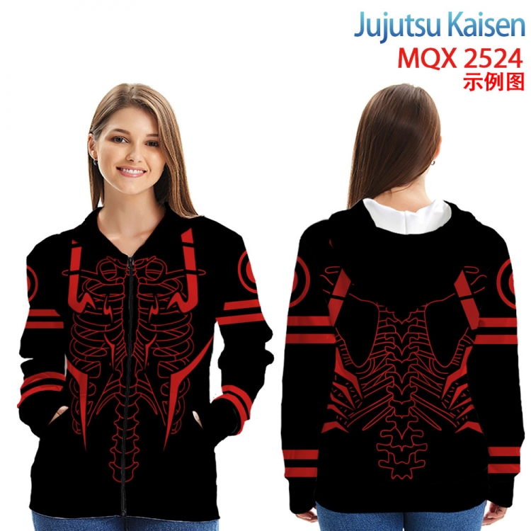 Jujutsu Kaisen Long Sleeve Zip Hood Patch Pocket Sweatshirt from 2XS to 4XL MQX 2524