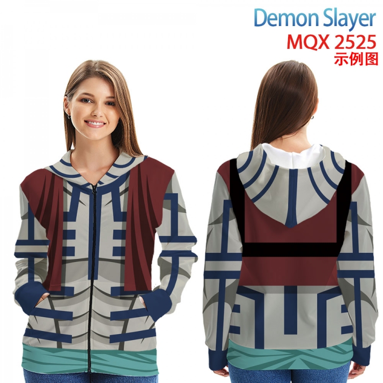 Demon Slayer Kimets Long Sleeve Zip Hood Patch Pocket Sweatshirt from 2XS to 4XL MQX 2525