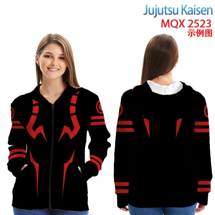 Jujutsu Kaisen Long Sleeve Zip Hood Patch Pocket Sweatshirt from 2XS to 4XL MQX 2523