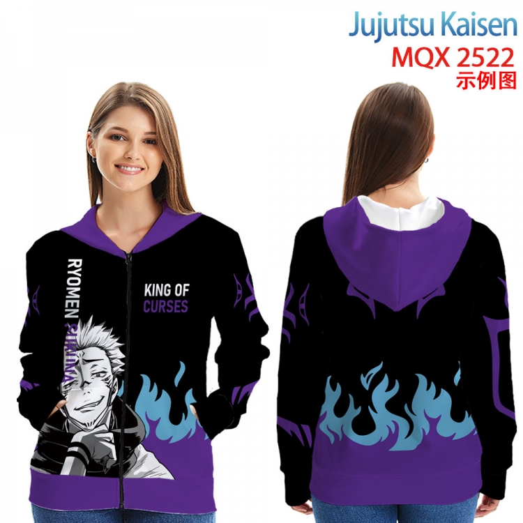 Jujutsu Kaisen Long Sleeve Zip Hood Patch Pocket Sweatshirt from 2XS to 4XL MQX 2522