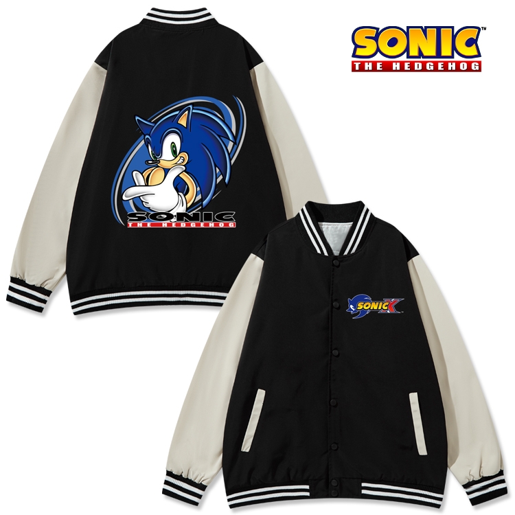 Sonic The Hedgehog Anime color blocking button top coat from M to 3XL