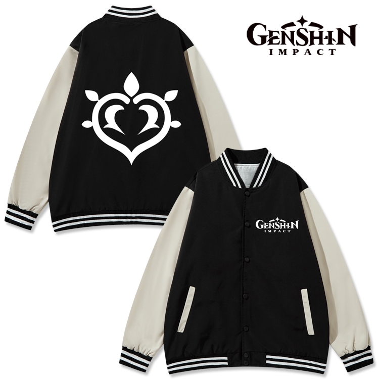 Genshin Impact Anime color blocking button top coat from M to 3XL