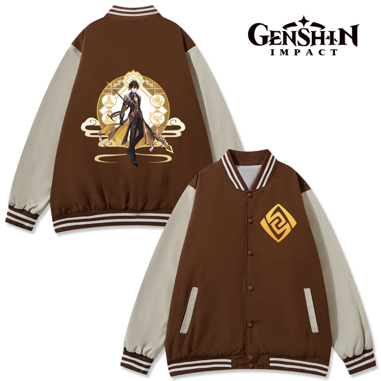 Genshin Impact Anime color blocking button top coat from M to 3XL