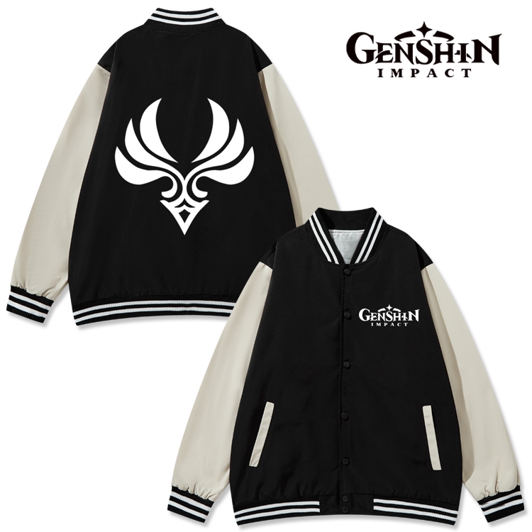 Genshin Impact Anime color blocking button top coat from M to 3XL
