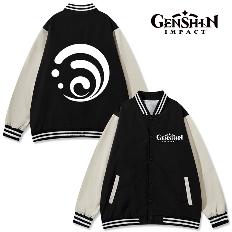 Genshin Impact Anime color blocking button top coat from M to 3XL