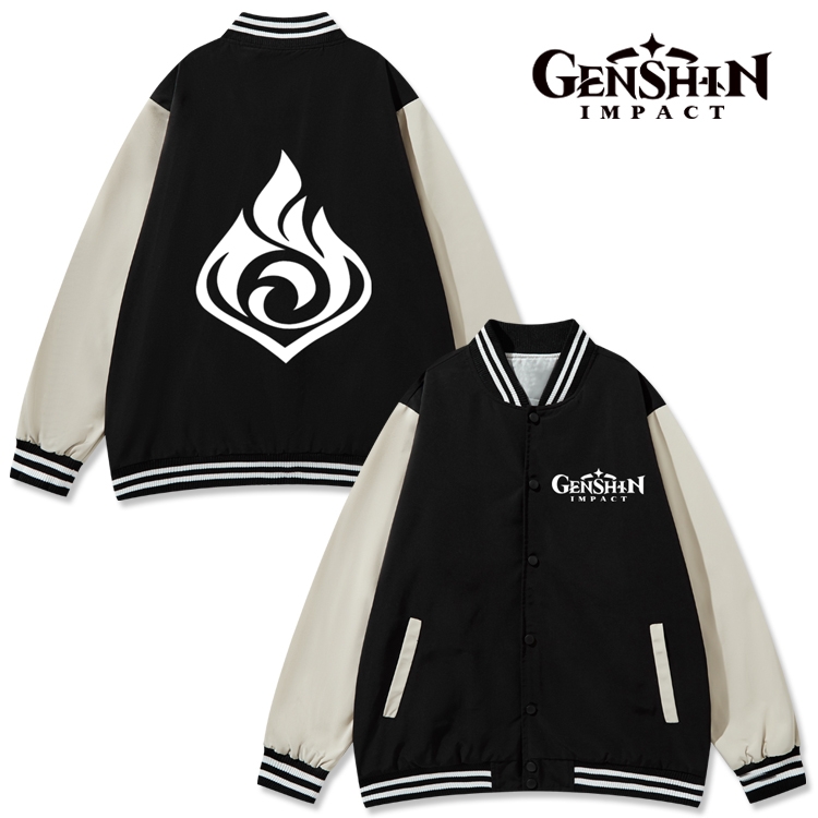 Genshin Impact Anime color blocking button top coat from M to 3XL