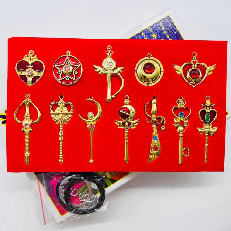 sailormoon  Cartoon peripheral leather rope necklace pendant box a set of 12