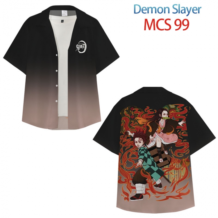 Demon Slayer Kimets Anime peripheral full color short-sleeved shirt from XS to 4XL MCS 99