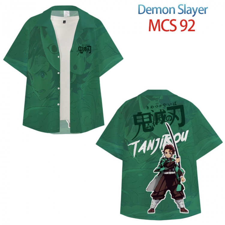 Demon Slayer Kimets Anime peripheral full color short-sleeved shirt from XS to 4XL MCS 92