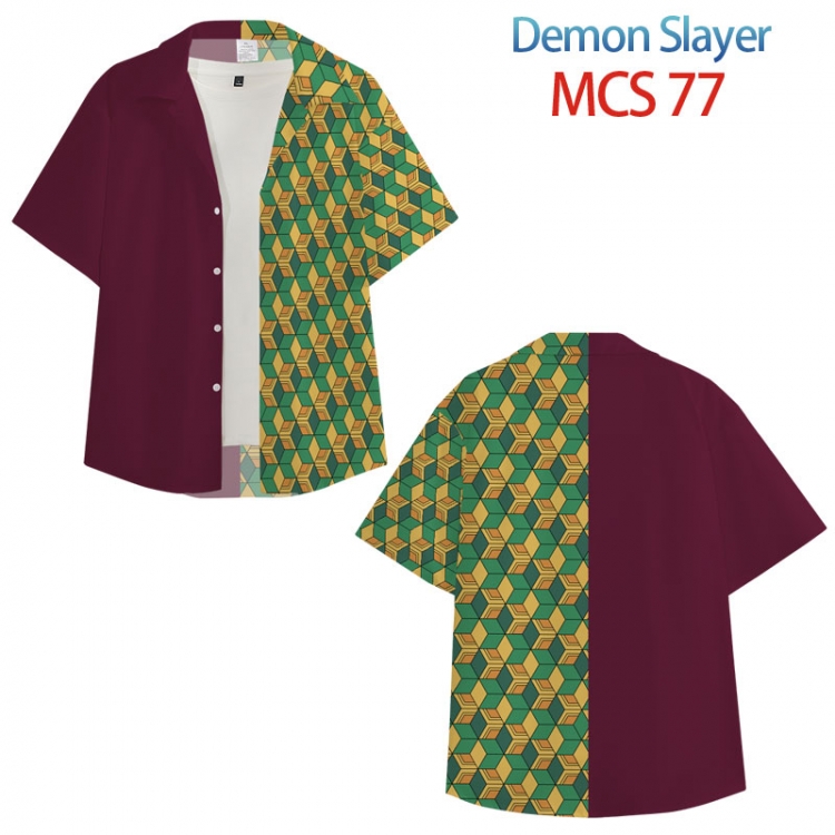 Demon Slayer Kimets Anime peripheral full color short-sleeved shirt from XS to 4XL  MCS 77