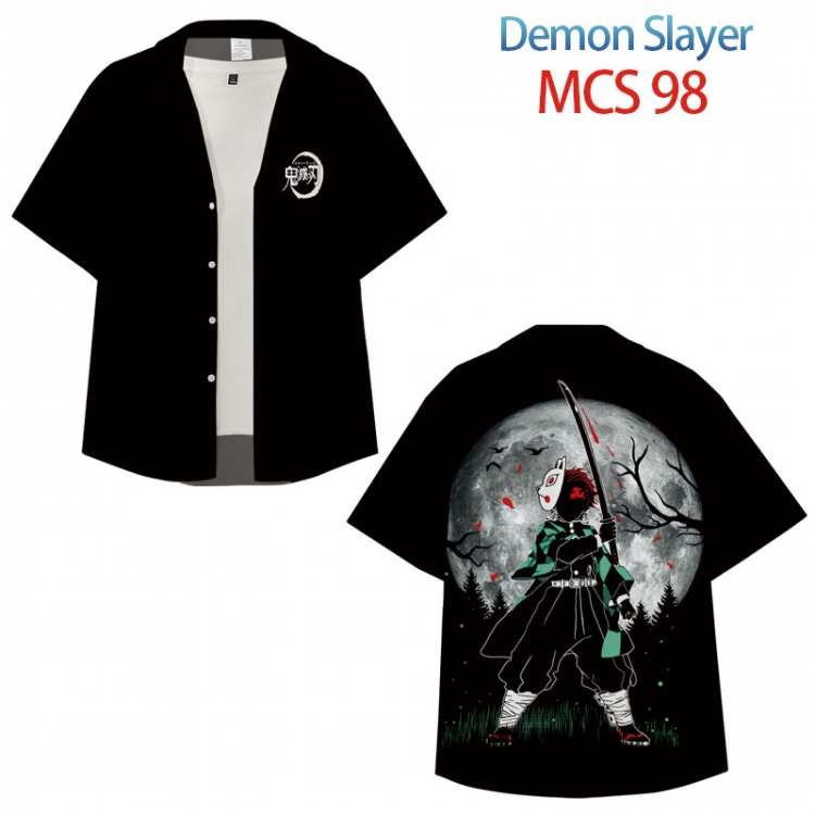Demon Slayer Kimets Anime peripheral full color short-sleeved shirt from XS to 4XL MCS 98