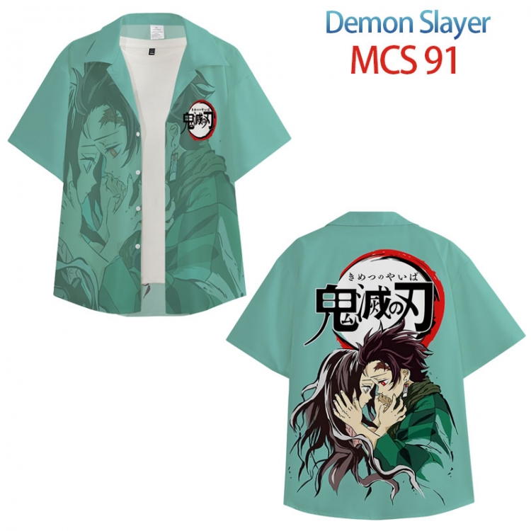 Demon Slayer Kimets Anime peripheral full color short-sleeved shirt from XS to 4XL MCS 91