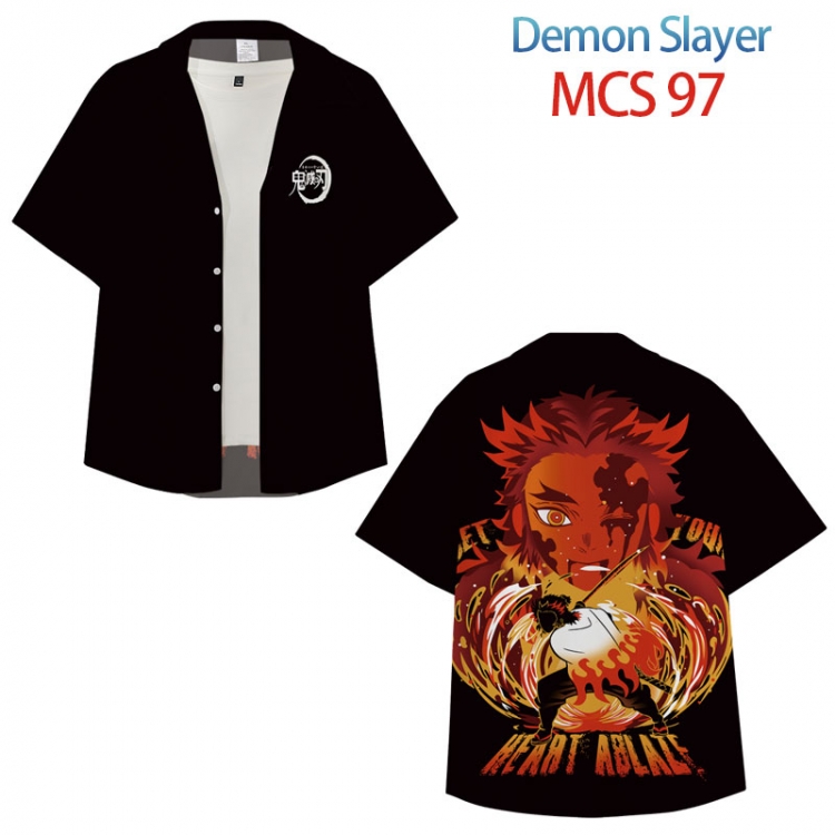 Demon Slayer Kimets Anime peripheral full color short-sleeved shirt from XS to 4XL MCS 97