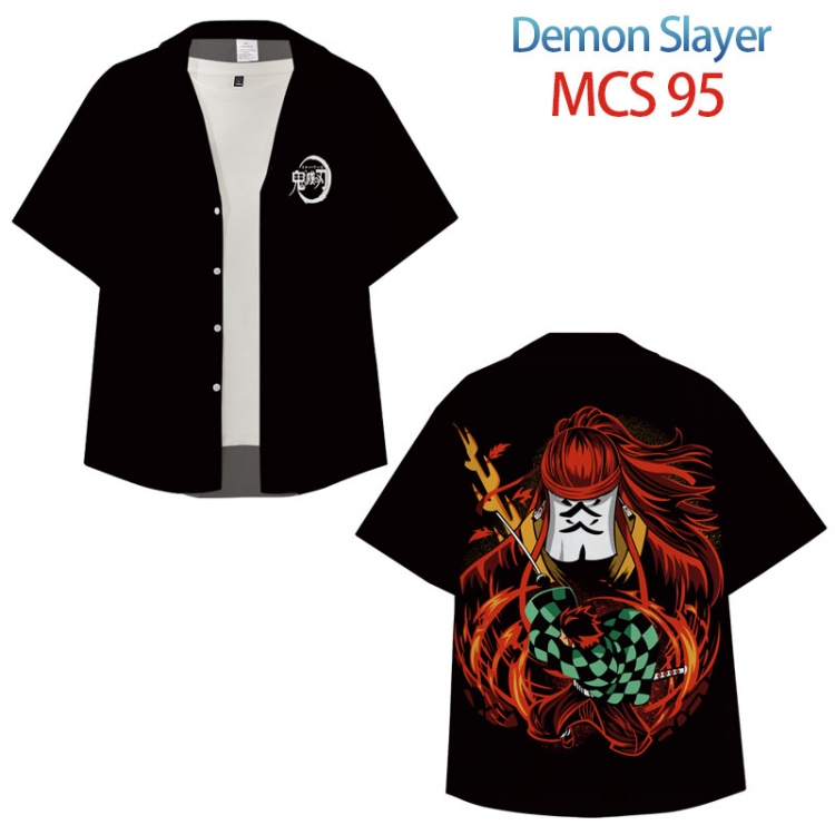 Demon Slayer Kimets Anime peripheral full color short-sleeved shirt from XS to 4XL MCS 95