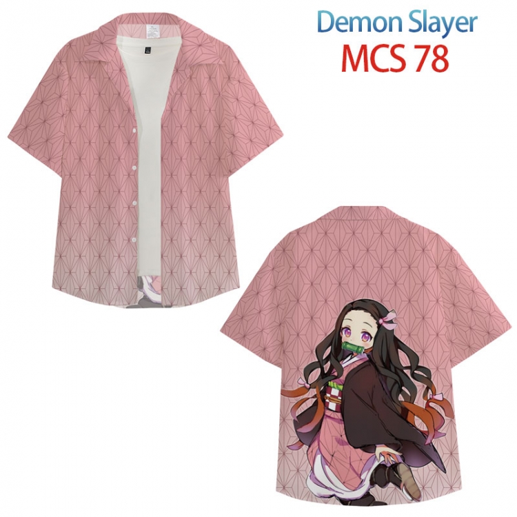 Demon Slayer Kimets Anime peripheral full color short-sleeved shirt from XS to 4XL  MCS 78