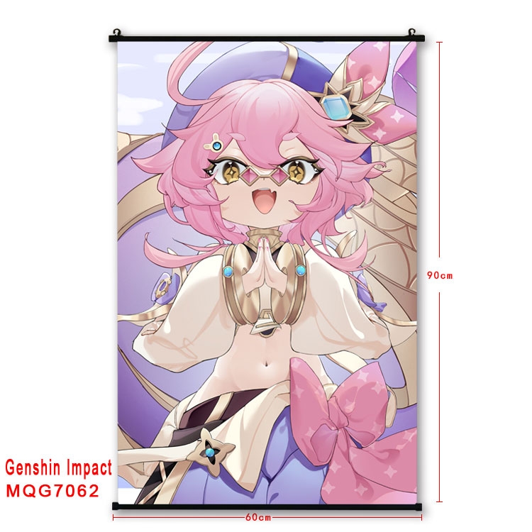 Genshin Impact Anime black Plastic rod Cloth painting Wall Scroll 60X90CM MQG-7062