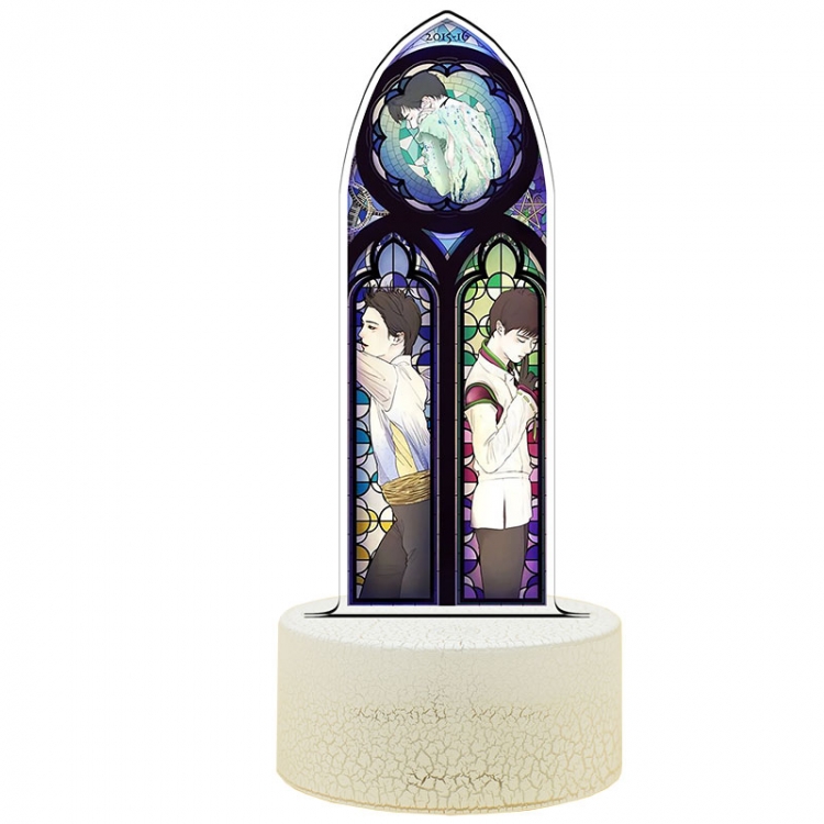 Hanyu-Yuzuru Acrylic Night Light 16 Color-changing USB Interface Box Set 19X7X4CM white base