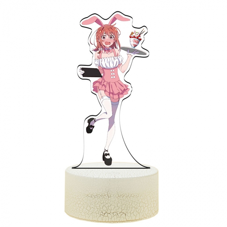 Rent-A-Girlfriend Acrylic Night Light 16 Color-changing USB Interface Box Set 19X7X4CM white base