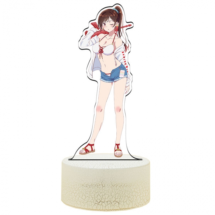 Rent-A-Girlfriend Acrylic Night Light 16 Color-changing USB Interface Box Set 19X7X4CM white base