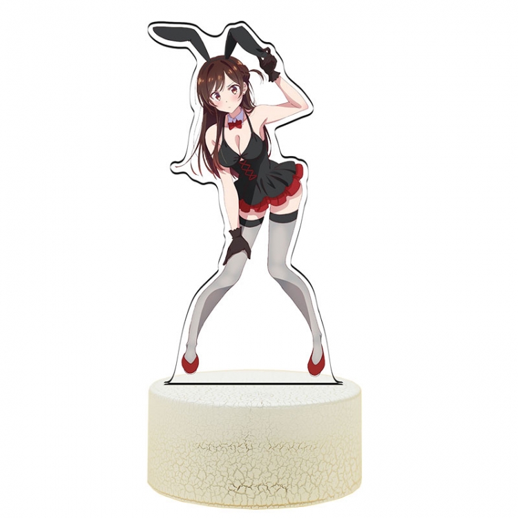 Rent-A-Girlfriend Acrylic Night Light 16 Color-changing USB Interface Box Set 19X7X4CM white base