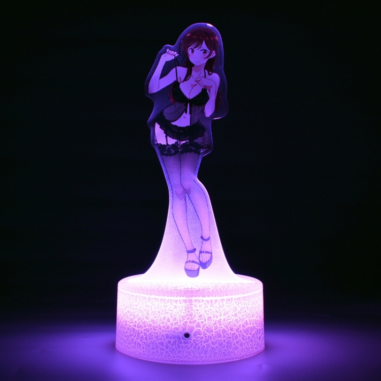 Rent-A-Girlfriend Acrylic Night Light 16 Color-changing USB Interface Box Set 19X7X4CM white base