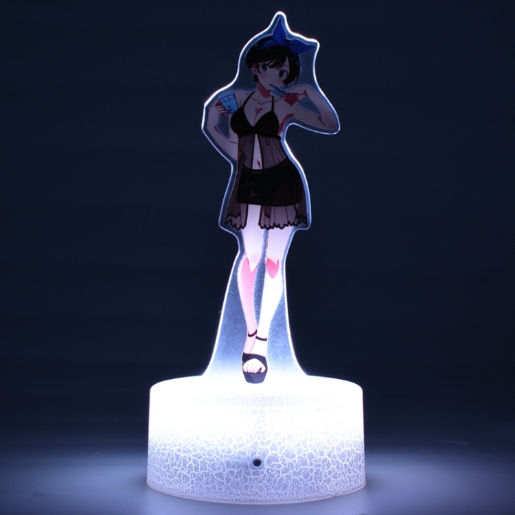 Rent-A-Girlfriend Acrylic Night Light 16 Color-changing USB Interface Box Set 19X7X4CM white base