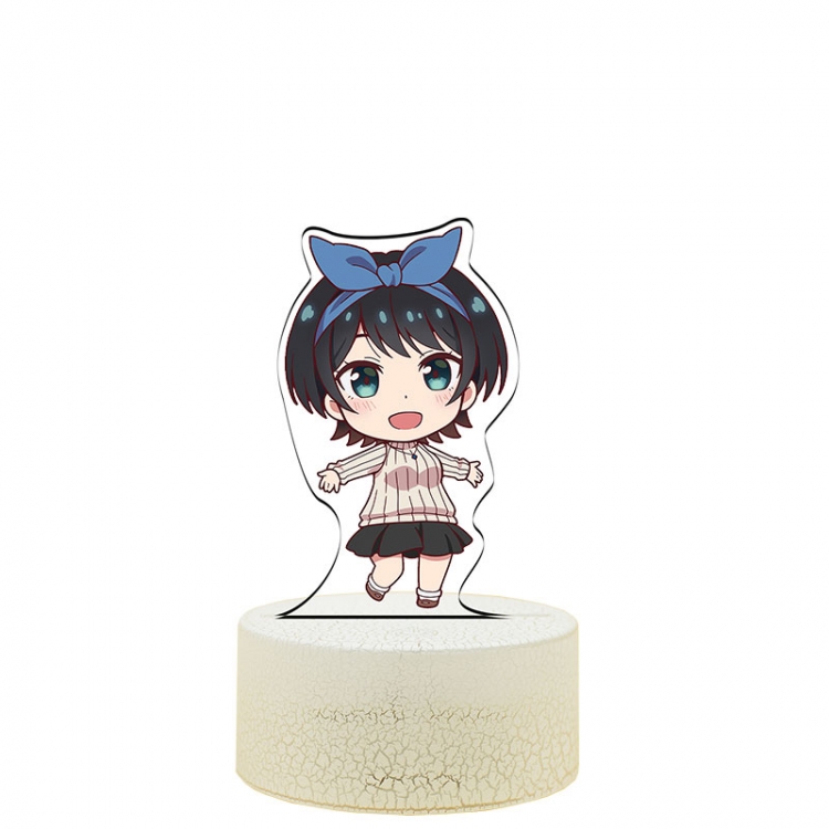 Rent-A-Girlfriend Version Q Acrylic night light 16 kinds of color changing USB interface box 14X7X4CM white base