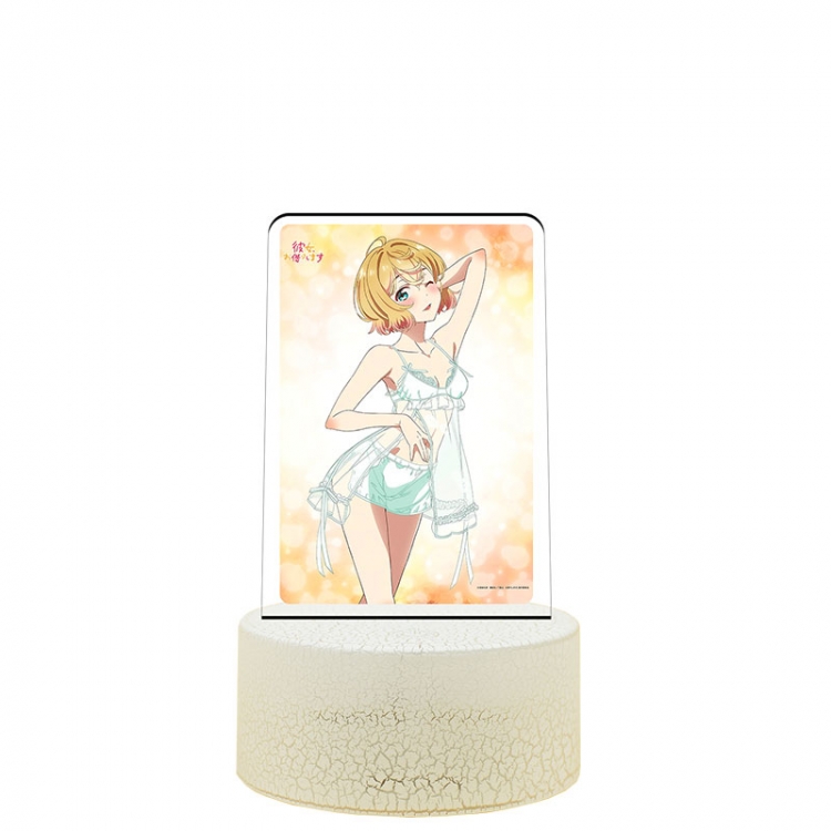 Rent-A-Girlfriend Acrylic night light 16 kinds of color changing USB interface box 14X7X4CM white base