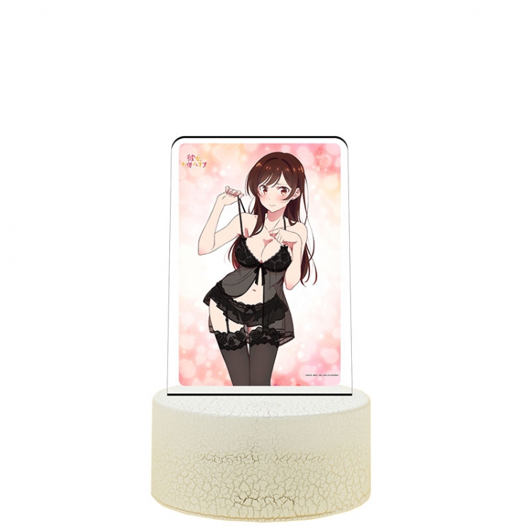 Rent-A-Girlfriend Acrylic night light 16 kinds of color changing USB interface box 14X7X4CM white base