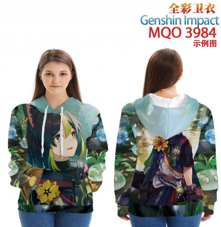 Genshin Impact Long Sleeve Hooded Full Color Patch Pocket Sweatshirt from XXS to 4XL MQO 3984