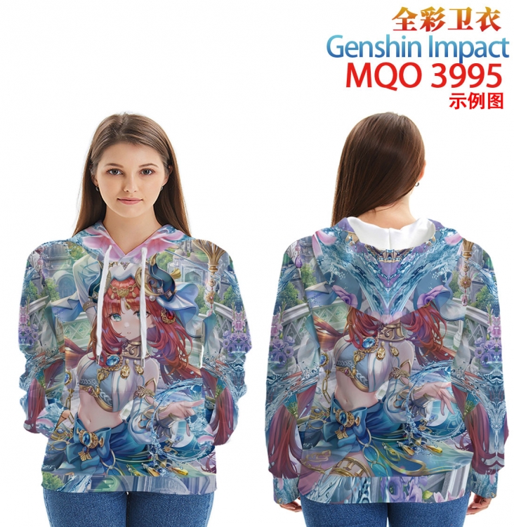 Genshin Impact Long Sleeve Hooded Full Color Patch Pocket Sweatshirt from XXS to 4XL MQO 3995